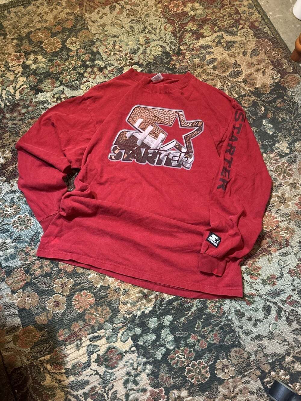 Vintage 90s Starter Logo Long Sleeve Graphic T-Shirt Red USA